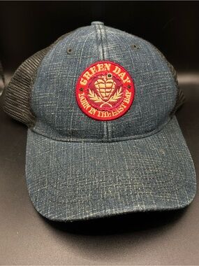 Green Day Patch Denim Trucker Hat - Blue